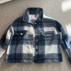 Dark blue & Black Cropped Flannel